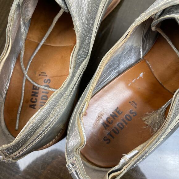 Acne Studios Askin Metal Silver Cap Toe Derby Oxford Shoes Men's 43 US 10 - Picture 9 of 13